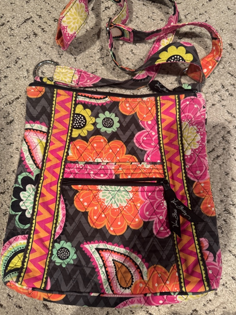 Vera Bradley Bright Pink, Orange & Yellow Floral Quilted Crossbody